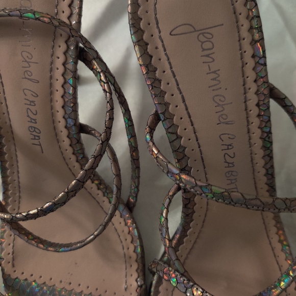 Jean-Michel Cazabat Holographic Snake Print Leather Stilettos - Picture 2 of 8